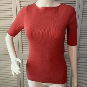 Ann Taylor Short-Sleeved Sweater Top (Coral)